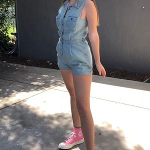 Retro Vintage Denim Romper